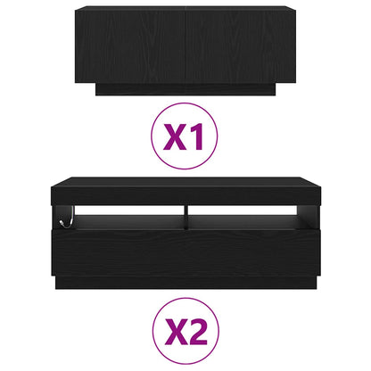 TV-Schränk 3 pcs Schwarz 300 x 35 x 40 cm Holzwerkstoff