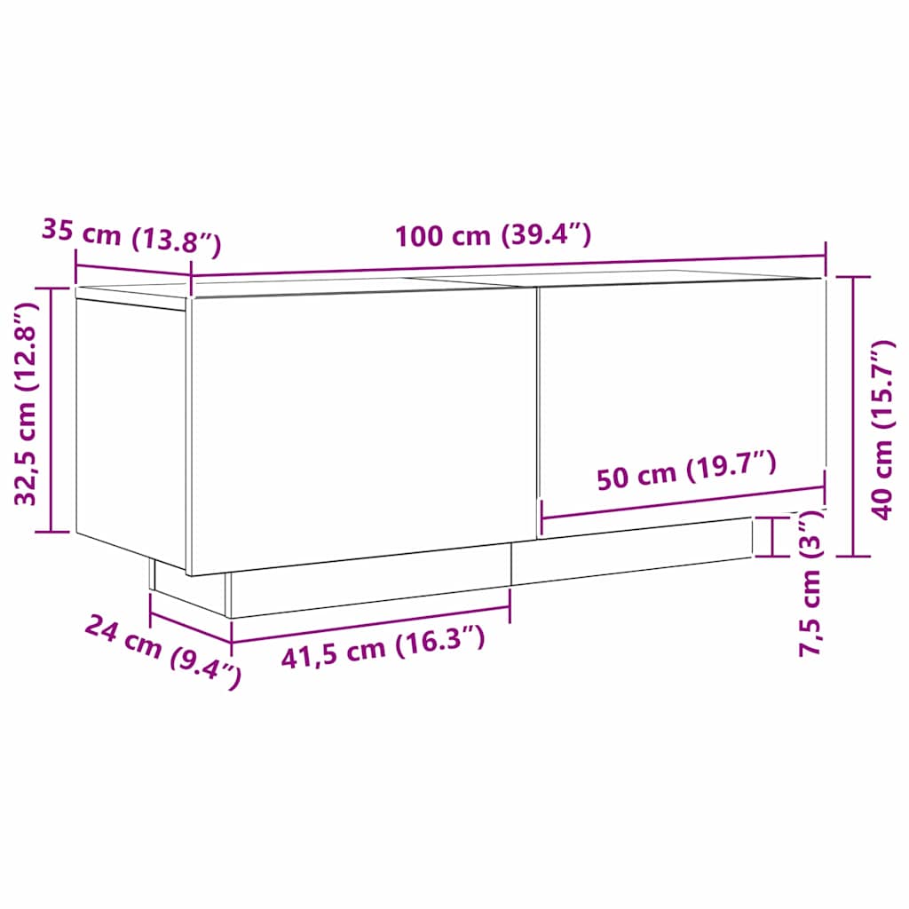 TV-Schränk Schwarze Eiche 100 x 35 x 40 cm Holzwerkstoff