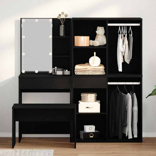 Schminktisch Set 2 pcs Schwarz 140 x 40 x 140 cm Holzwerkstoff