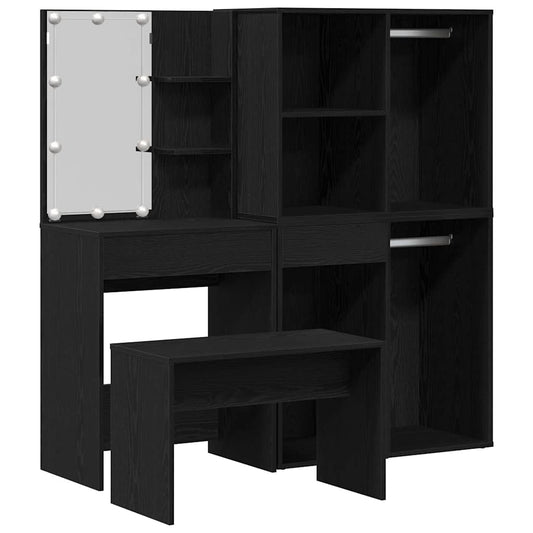 Schminktisch Set 2 pcs Schwarz 140 x 40 x 140 cm Holzwerkstoff