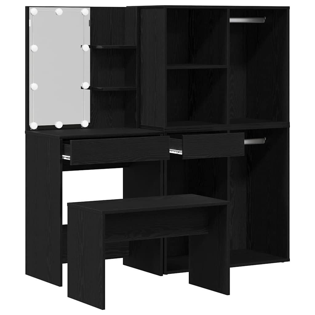 Schminktisch Set 2 pcs Schwarz 140 x 40 x 140 cm Holzwerkstoff