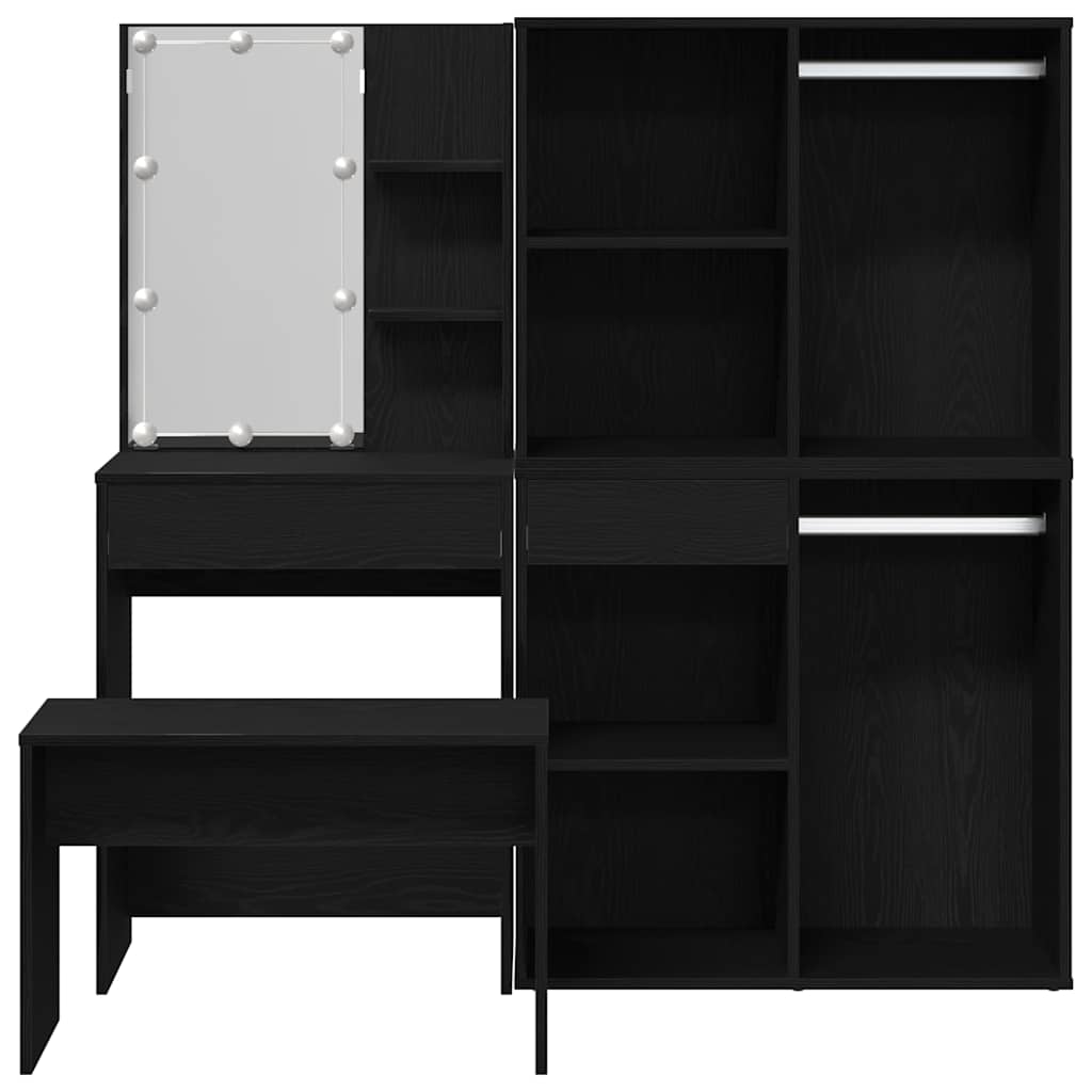 Schminktisch Set 2 pcs Schwarz 140 x 40 x 140 cm Holzwerkstoff