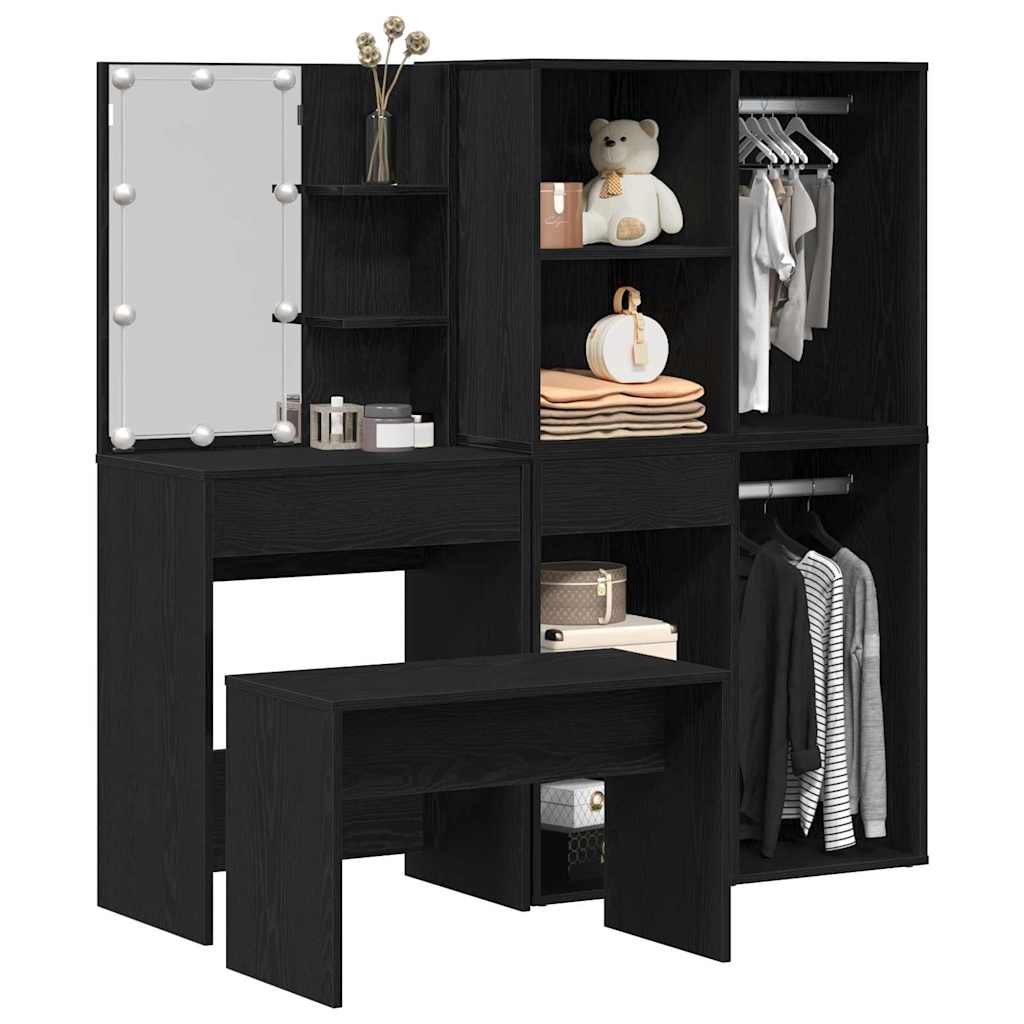 Schminktisch Set 2 pcs Schwarz 140 x 40 x 140 cm Holzwerkstoff