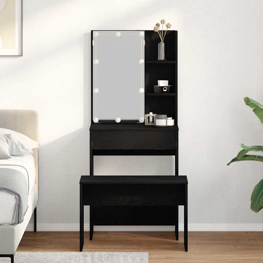 Schminktisch Set Schwarze Eiche 60 x 40 x 140 cm Holzwerkstoff