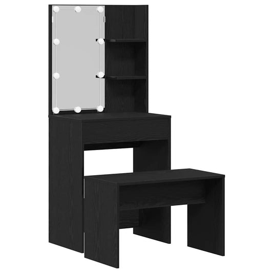 Schminktisch Set Schwarze Eiche 60 x 40 x 140 cm Holzwerkstoff