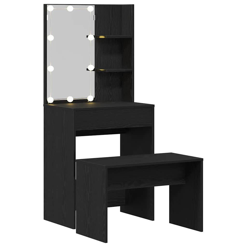 Schminktisch Set Schwarze Eiche 60 x 40 x 140 cm Holzwerkstoff
