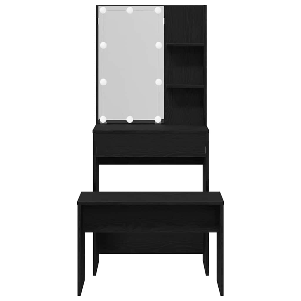 Schminktisch Set Schwarze Eiche 60 x 40 x 140 cm Holzwerkstoff