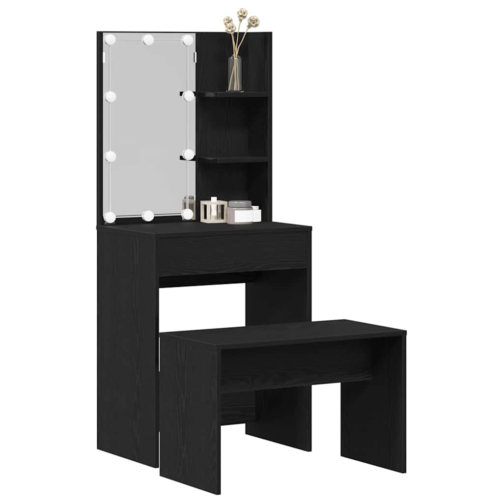 Schminktisch Set Schwarze Eiche 60 x 40 x 140 cm Holzwerkstoff