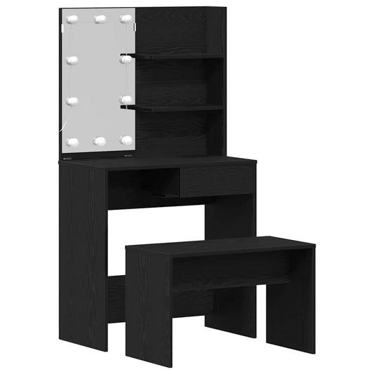 Schminktisch Set mit Regal Schwarze Eiche 74.5 x 40 x 141 cm