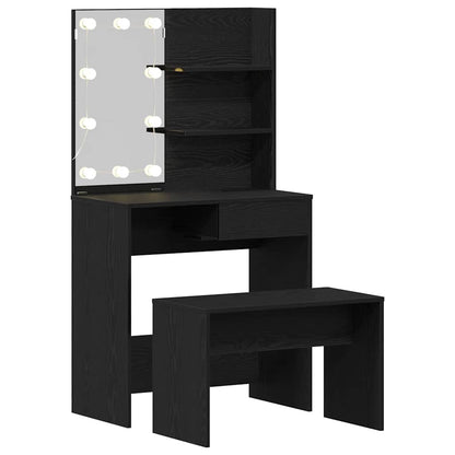 Schminktisch Set mit Regal Schwarze Eiche 74.5 x 40 x 141 cm
