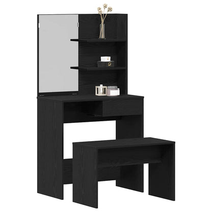 Schminktisch Set mit Regal Schwarze Eiche 74.5 x 40 x 141 cm
