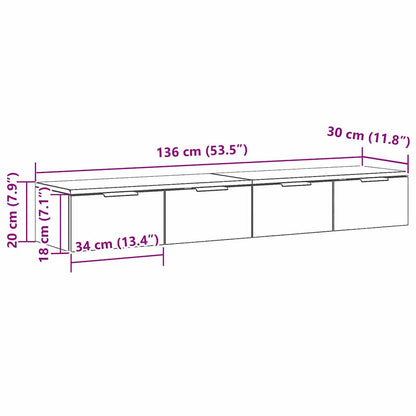 Wandschrank 2 pcs Schwarze Eiche 68 x 30 x 20 cm Holzwerkstoff