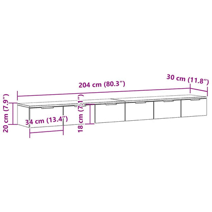 Wandschrank 2 pcs Schwarze Eiche 102 x 30 x 20 cm Holzwerkstoff