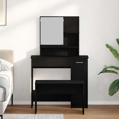 Schminktisch Set mit Regal Schwarze Eiche 86.5 x 35 x 136 cm