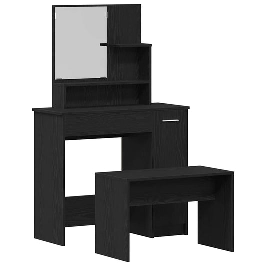 Schminktisch Set mit Regal Schwarze Eiche 86.5 x 35 x 136 cm