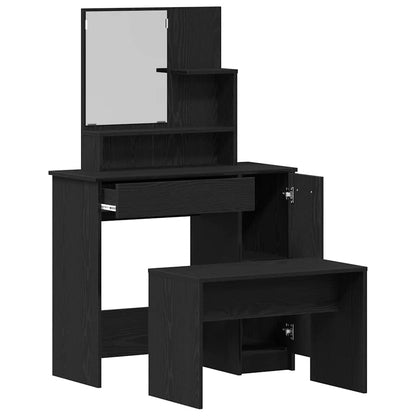 Schminktisch Set mit Regal Schwarze Eiche 86.5 x 35 x 136 cm