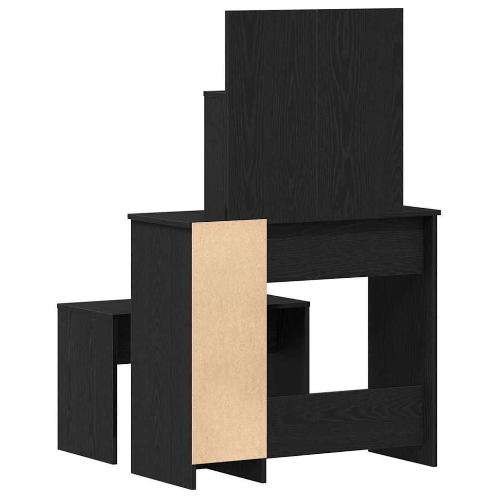 Schminktisch Set mit Regal Schwarze Eiche 86.5 x 35 x 136 cm