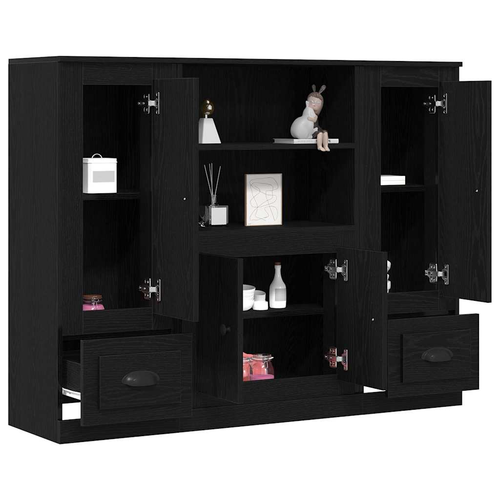 Highboard Schwarze Eiche 132 x 35,5 x 103,5 cm Holzwerkstoff