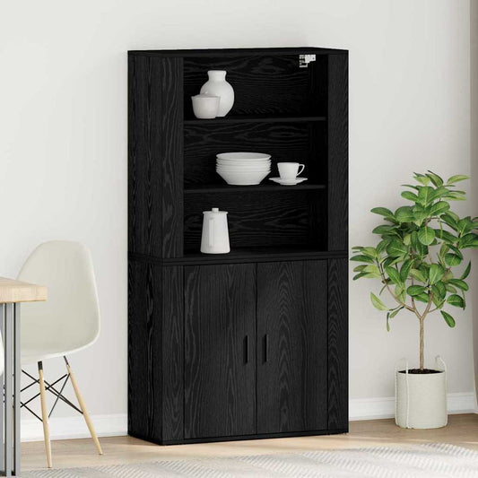 Highboard Schwarze Eiche 80 x 33 x 150 cm Holzwerkstoff