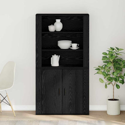 Highboard Schwarze Eiche 80 x 33 x 150 cm Holzwerkstoff