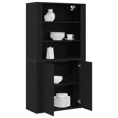 Highboard Schwarze Eiche 80 x 33 x 150 cm Holzwerkstoff