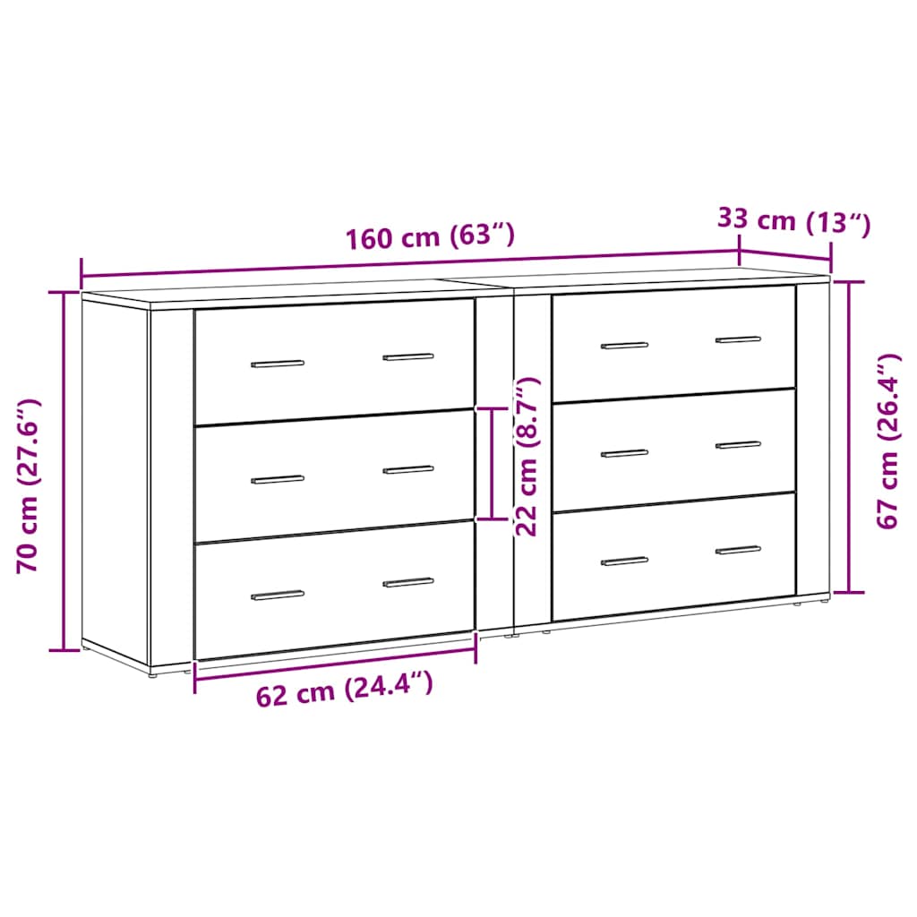 Sideboard Schwarze Eiche 160 x 33 x 70 cm Holzwerkstoff