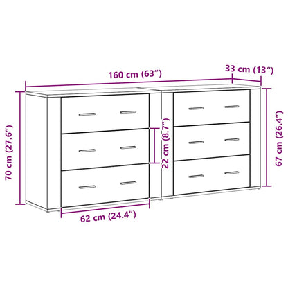 Sideboard Schwarze Eiche 160 x 33 x 70 cm Holzwerkstoff