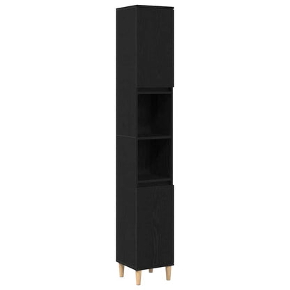 Badezimmermöbel Set mit Speicher 3 pcs Schwarz 30 x 30 x 180 cm