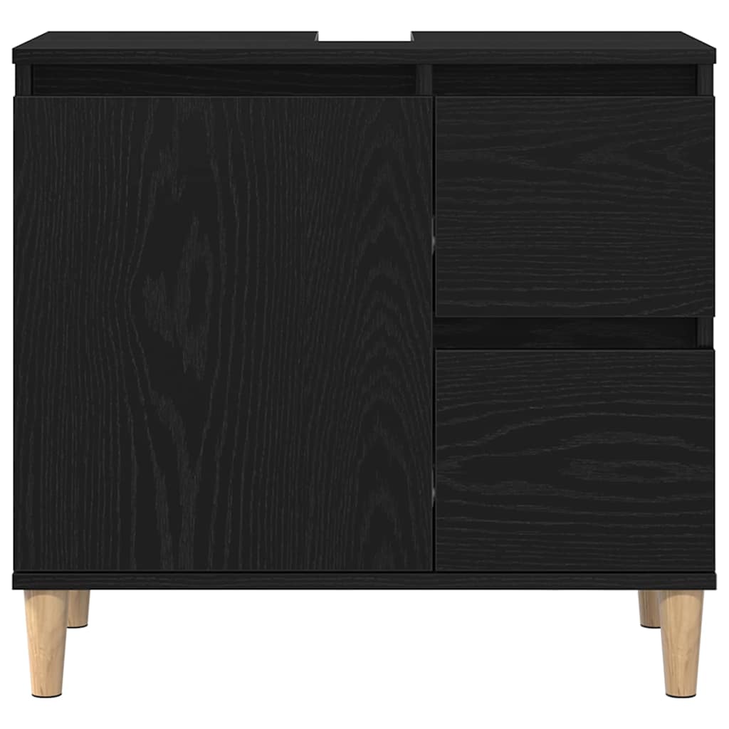 Badezimmermöbel Set mit Speicher 3 pcs Schwarz 30 x 30 x 180 cm