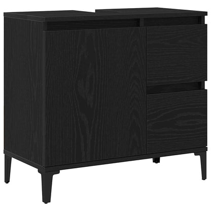 Badezimmermöbel Set mit Speicher 3 pcs Schwarz 30 x 30 x 180 cm