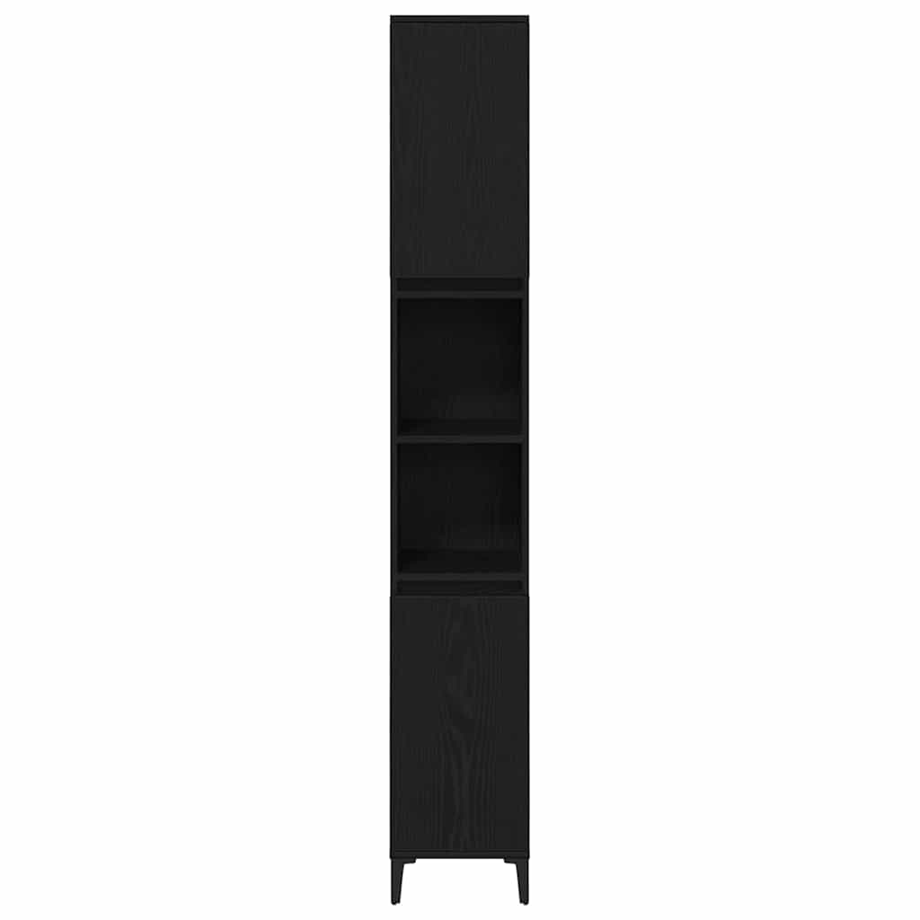 Badezimmermöbel Set mit Speicher 3 pcs Schwarz 30 x 30 x 180 cm