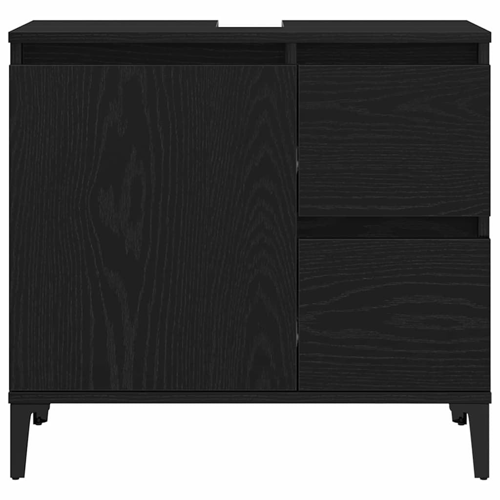 Badezimmermöbel Set mit Speicher 3 pcs Schwarz 30 x 30 x 180 cm