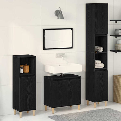 Badezimmermöbel Set mit Speicher 3 pcs Schwarz 30 x 30 x 180 cm
