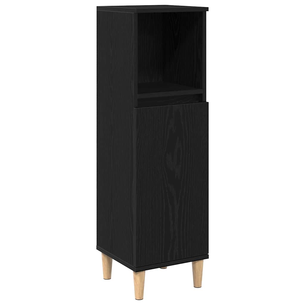 Badezimmermöbel Set mit Speicher 3 pcs Schwarz 30 x 30 x 180 cm