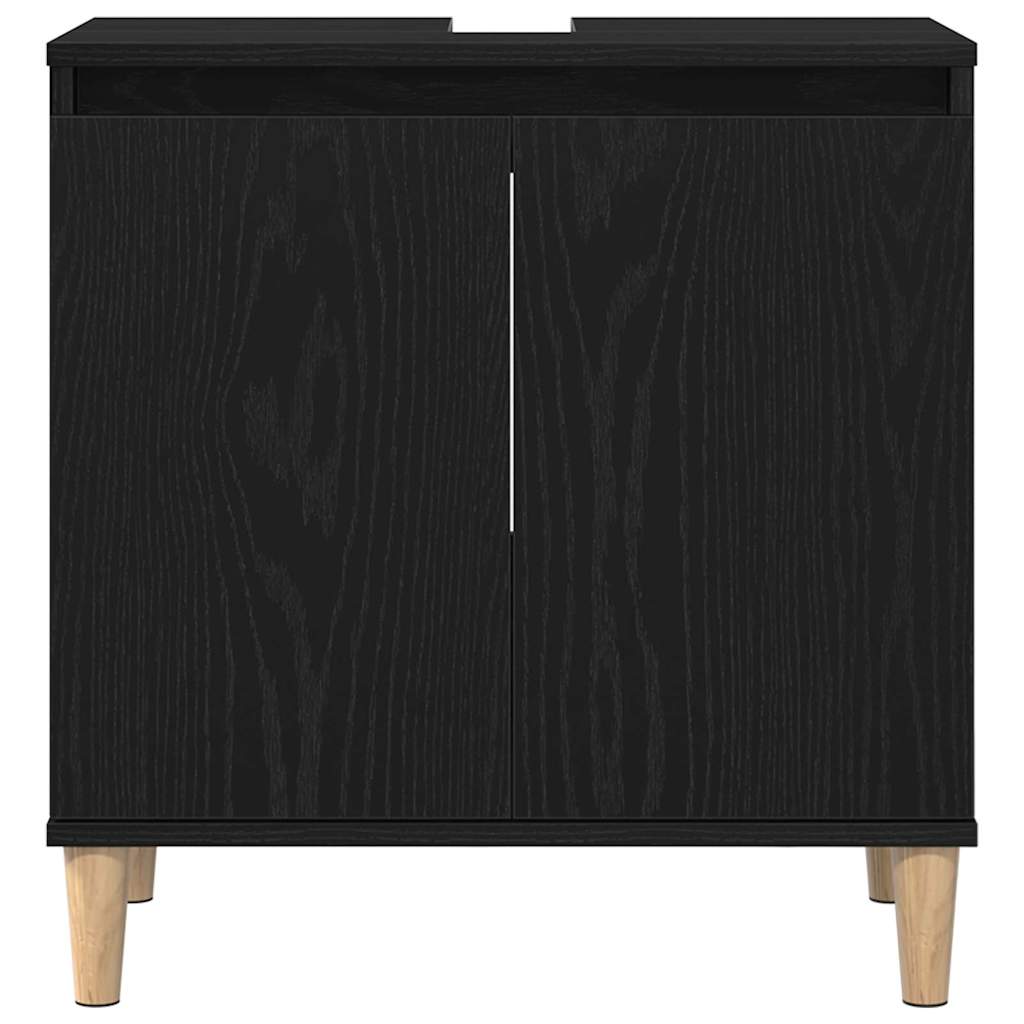 Badezimmermöbel Set mit Speicher 3 pcs Schwarz 30 x 30 x 180 cm