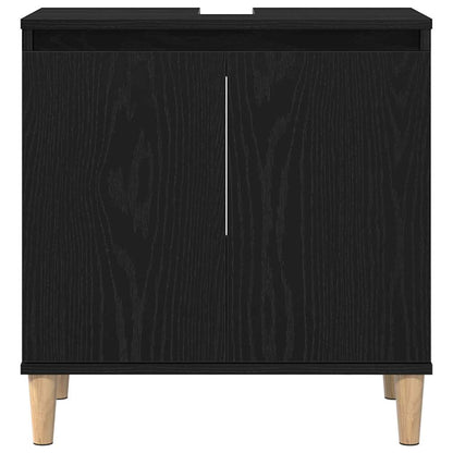 Badezimmermöbel Set mit Speicher 3 pcs Schwarz 30 x 30 x 180 cm