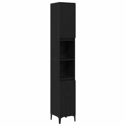 Badezimmermöbel Set mit Speicher 3 pcs Schwarz 30 x 30 x 180 cm