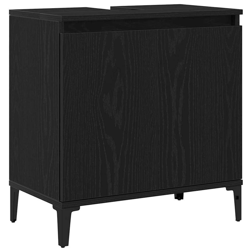 Badezimmermöbel Set mit Speicher 3 pcs Schwarz 30 x 30 x 180 cm