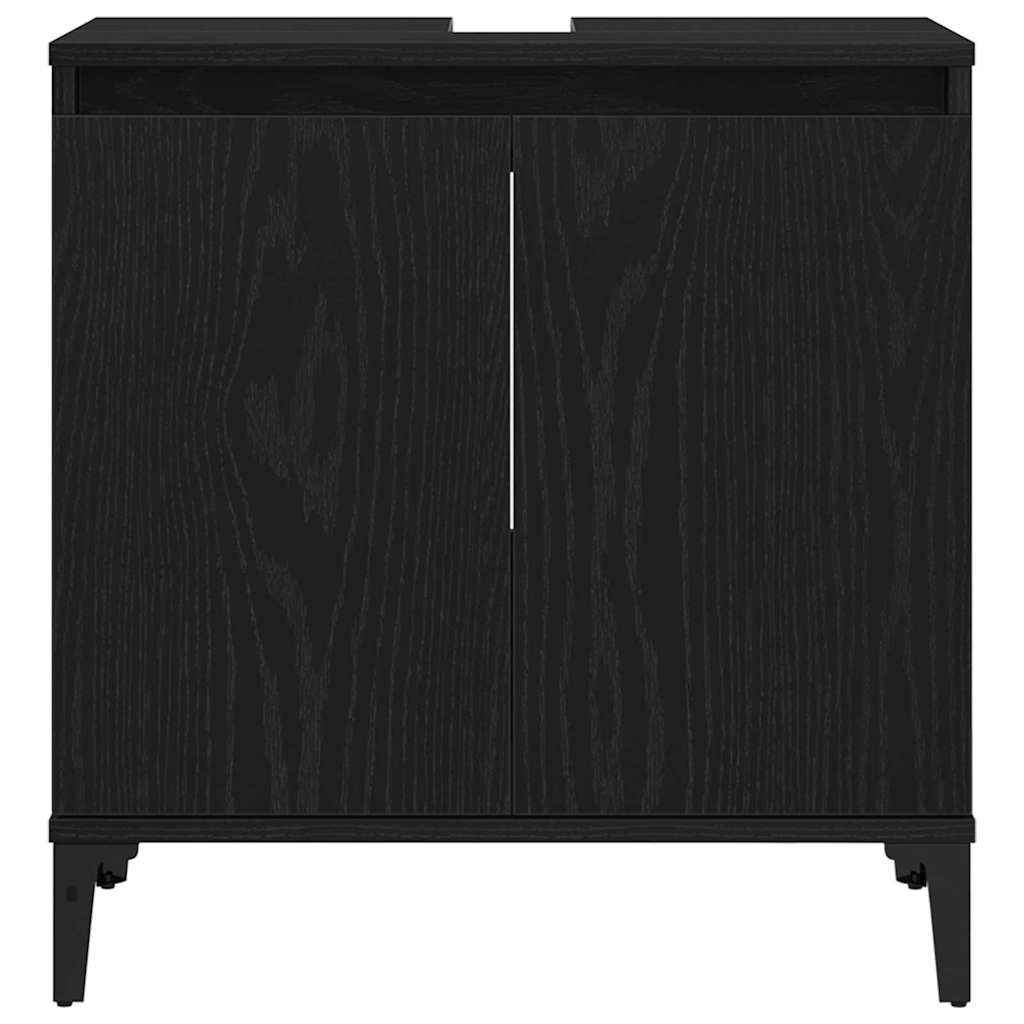 Badezimmermöbel Set mit Speicher 3 pcs Schwarz 30 x 30 x 180 cm