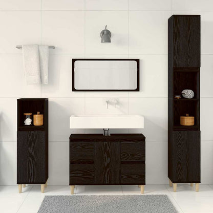 Badezimmermöbel Set mit Speicher 3 pcs Schwarz 30 x 30 x 180 cm
