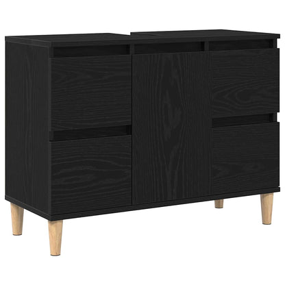 Badezimmermöbel Set mit Speicher 3 pcs Schwarz 30 x 30 x 180 cm