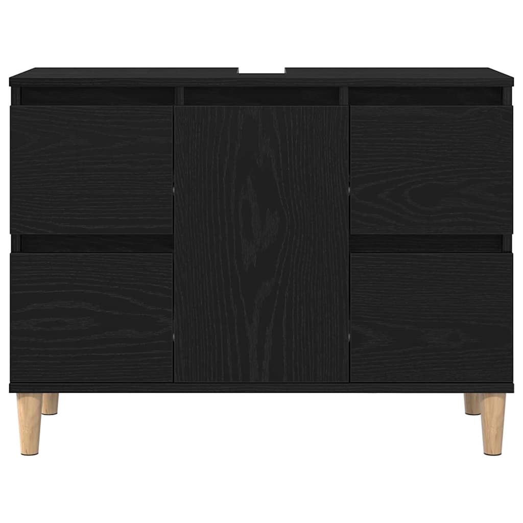 Badezimmermöbel Set mit Speicher 3 pcs Schwarz 30 x 30 x 180 cm