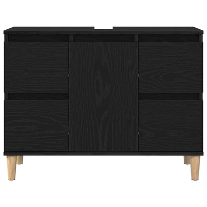Badezimmermöbel Set mit Speicher 3 pcs Schwarz 30 x 30 x 180 cm