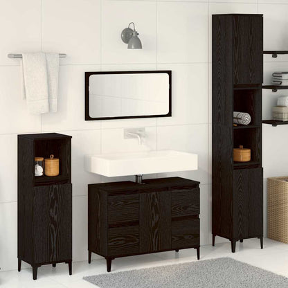 Badezimmermöbel Set mit Speicher 3 pcs Schwarz 30 x 30 x 180 cm
