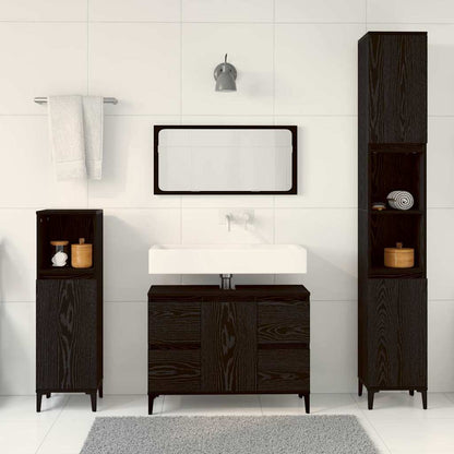 Badezimmermöbel Set mit Speicher 3 pcs Schwarz 30 x 30 x 180 cm