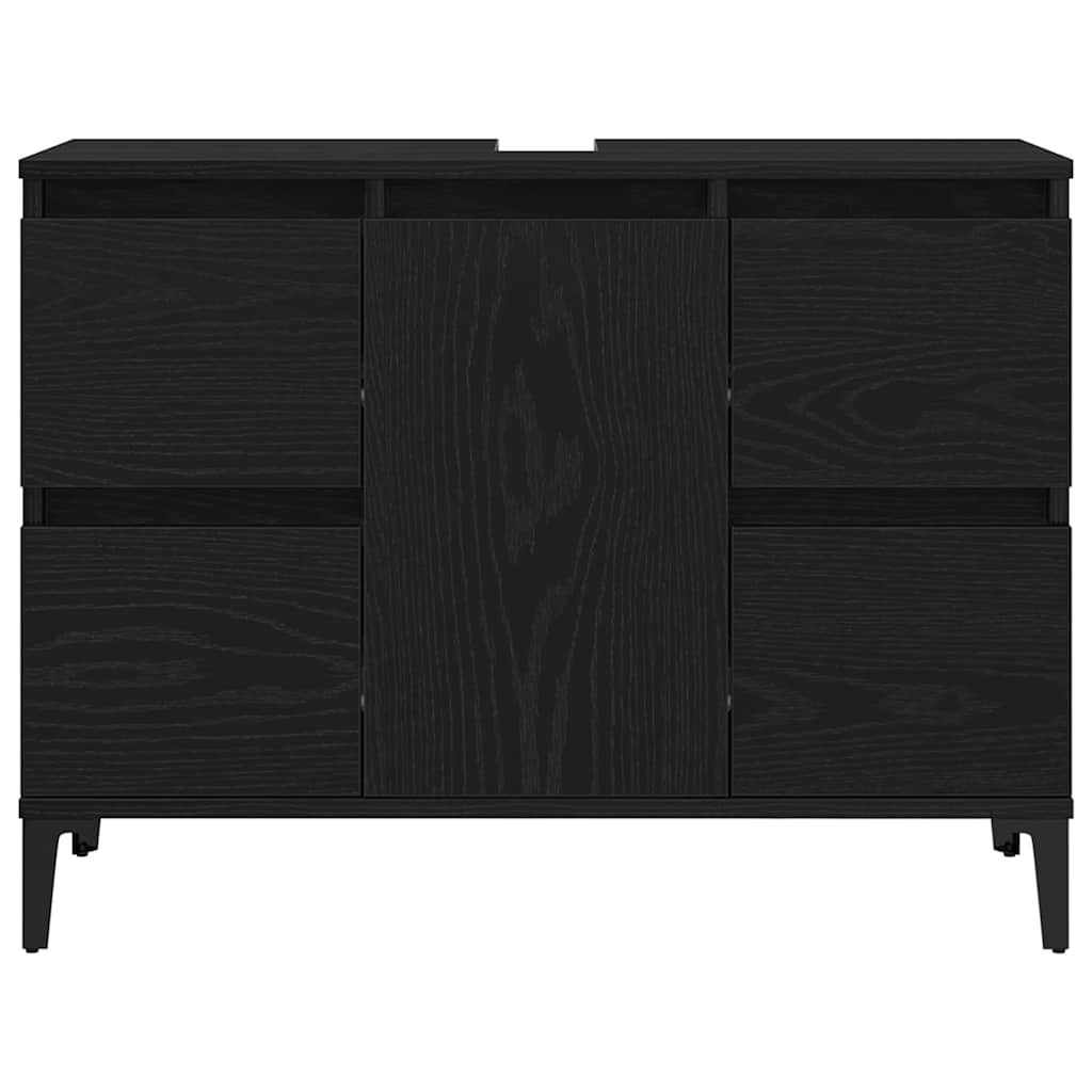 Badezimmermöbel Set mit Speicher 3 pcs Schwarz 30 x 30 x 180 cm