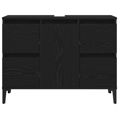 Badezimmermöbel Set mit Speicher 3 pcs Schwarz 30 x 30 x 180 cm