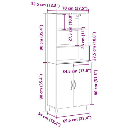 Hochboard 2 pcs Schwarze Eiche 70 x 34 x 180 cm Holzwerkstoff
