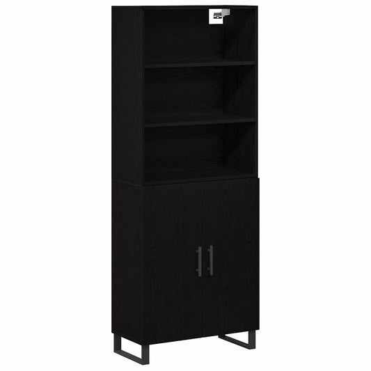 Highboard Schwarz-Eiche 69.5x34x180 cm Holzwerkstoff