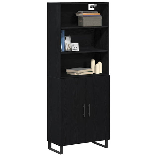 Highboard Schwarz-Eiche 69.5x34x180 cm Holzwerkstoff